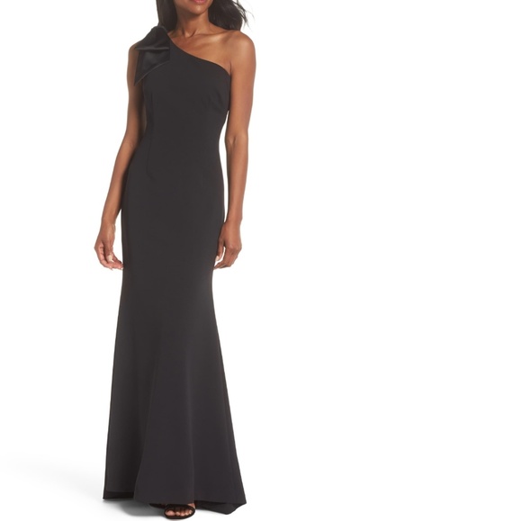 eliza j one shoulder a line gown